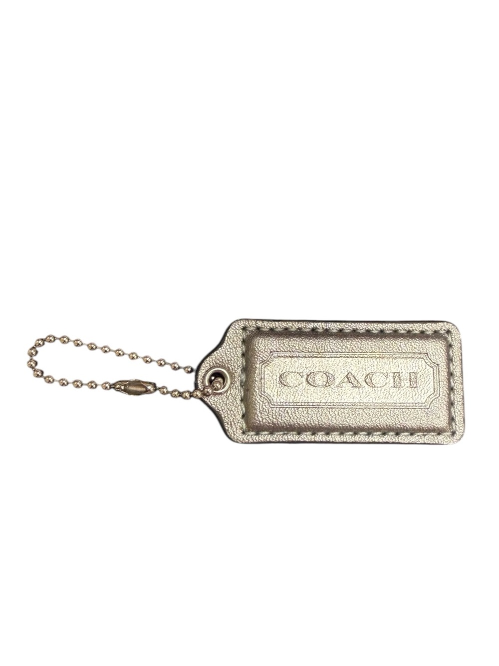 Coach Leather Metallic Silver Purse Charm Tag